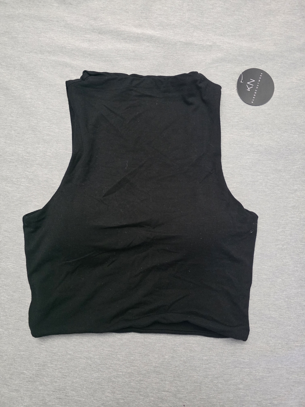Klassy Network Sleeveless Mock Neck Crop Top